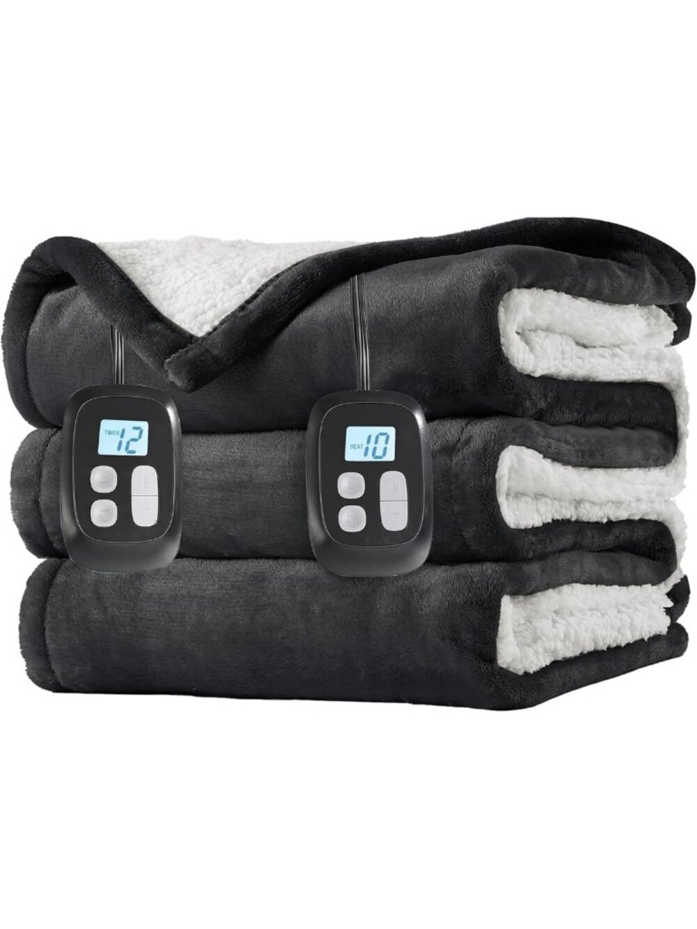Cozy Electric Heated Blanket Queen, Dual Control, Fast Heating, Flannel Sherpa